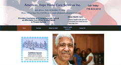 Desktop Screenshot of americanhopehomecare.com